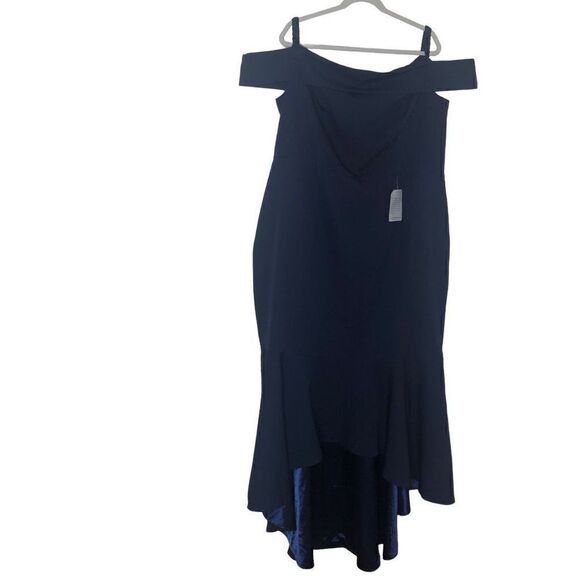 NEW Chi Chi London Navy Fishtail Bodycon Dress NWT Size 18 Mermaidcore - Picture 2 of 14